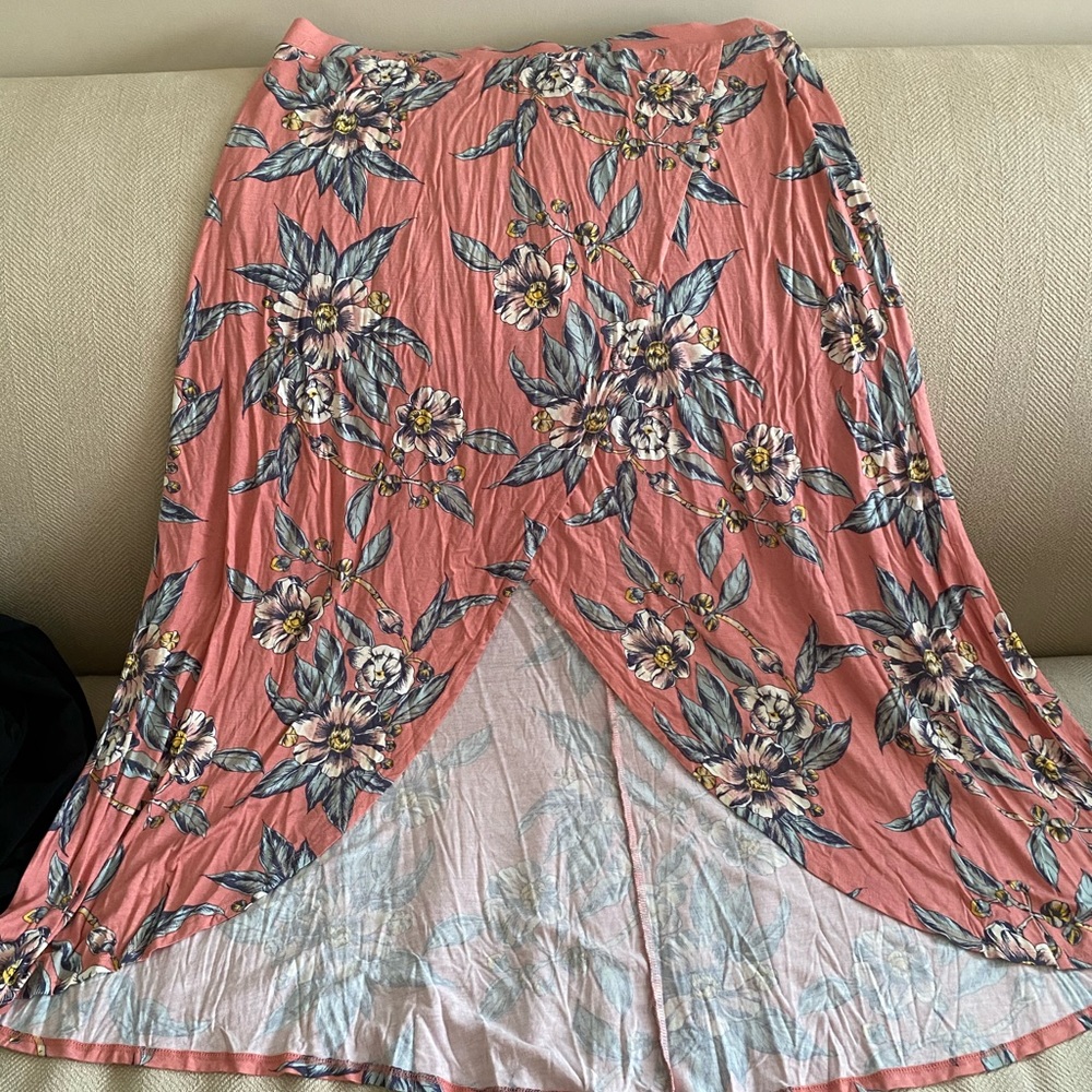 Long floral skirt with open front
